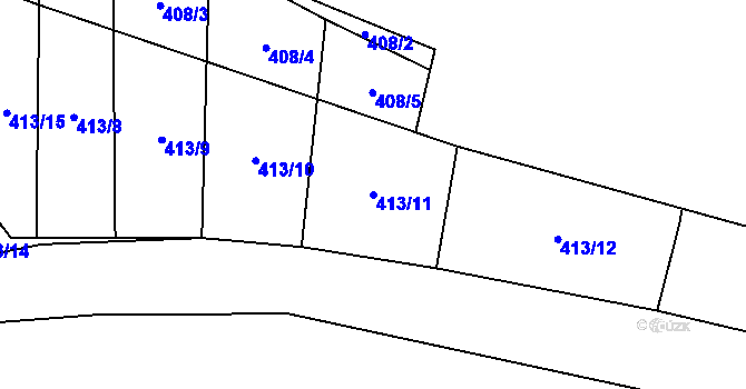 Parcela st. 413/11 v KÚ Bohušovice nad Ohří, Katastrální mapa