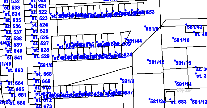 Parcela st. 622 v KÚ Bohušovice nad Ohří, Katastrální mapa