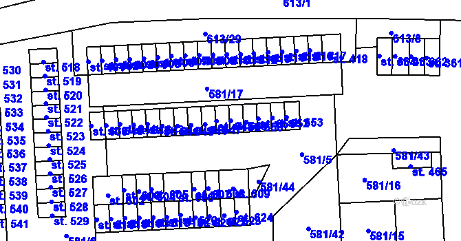 Parcela st. 649 v KÚ Bohušovice nad Ohří, Katastrální mapa