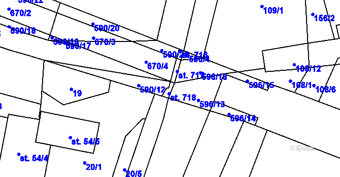 Parcela st. 590/9 v KÚ Bohušovice nad Ohří, Katastrální mapa