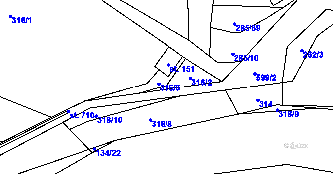 Parcela st. 316/5 v KÚ Bohušovice nad Ohří, Katastrální mapa