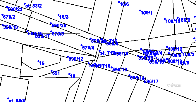 Parcela st. 670/8 v KÚ Bohušovice nad Ohří, Katastrální mapa