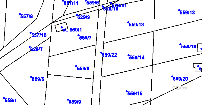 Parcela st. 559/22 v KÚ Bohušovice nad Ohří, Katastrální mapa