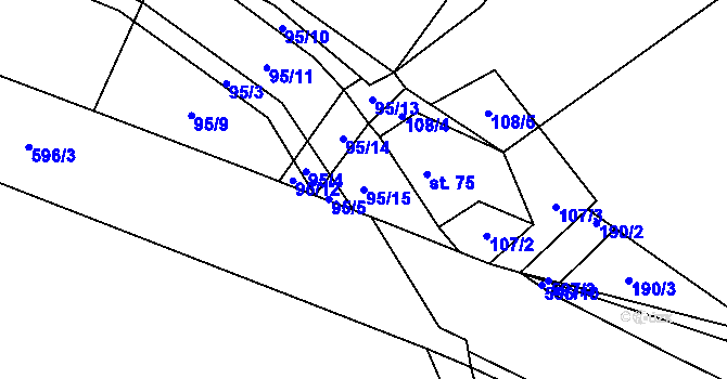 Parcela st. 95/15 v KÚ Bohušovice nad Ohří, Katastrální mapa