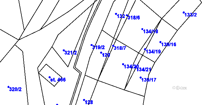 Parcela st. 129 v KÚ Bohušovice nad Ohří, Katastrální mapa