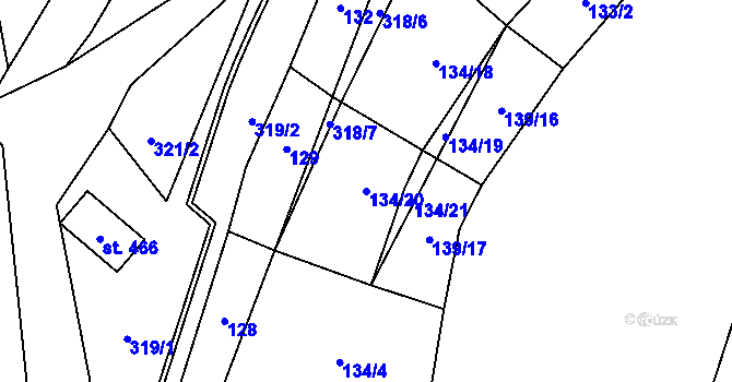 Parcela st. 134/20 v KÚ Bohušovice nad Ohří, Katastrální mapa