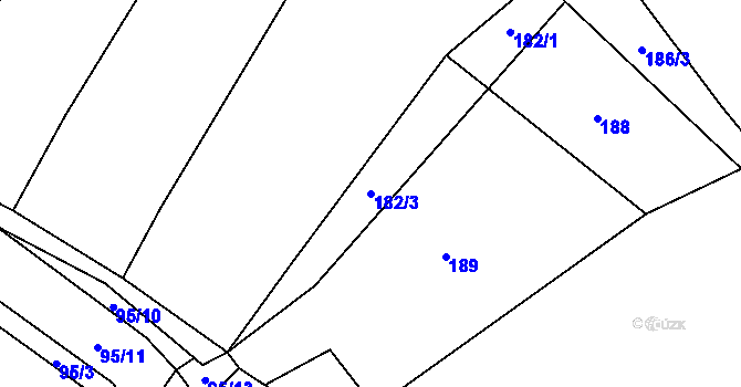 Parcela st. 182/3 v KÚ Bohušovice nad Ohří, Katastrální mapa