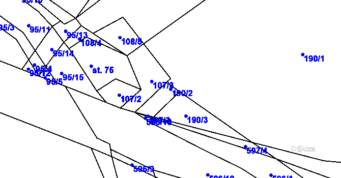 Parcela st. 190/2 v KÚ Bohušovice nad Ohří, Katastrální mapa