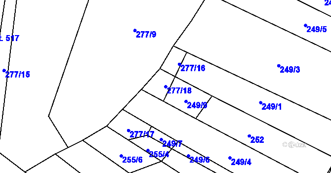 Parcela st. 277/18 v KÚ Bohušovice nad Ohří, Katastrální mapa
