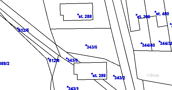 Parcela st. 343/5 v KÚ Bohušovice nad Ohří, Katastrální mapa