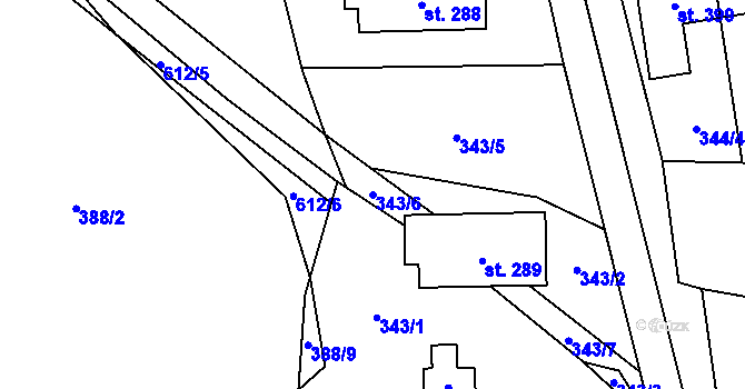 Parcela st. 343/6 v KÚ Bohušovice nad Ohří, Katastrální mapa
