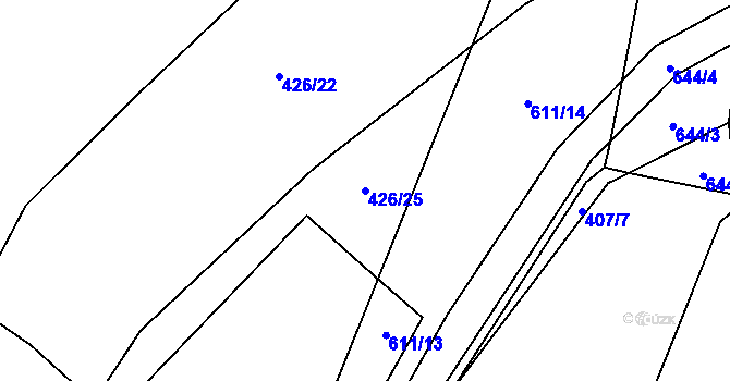 Parcela st. 426/25 v KÚ Bohušovice nad Ohří, Katastrální mapa