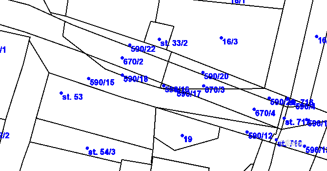 Parcela st. 590/16 v KÚ Bohušovice nad Ohří, Katastrální mapa