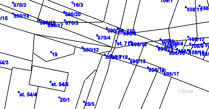 Parcela st. 590/19 v KÚ Bohušovice nad Ohří, Katastrální mapa