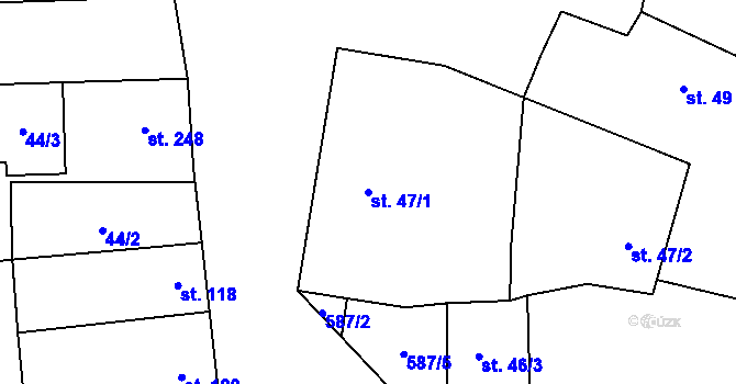 Parcela st. 47/1 v KÚ Bohušovice nad Ohří, Katastrální mapa