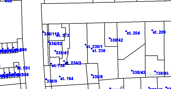 Parcela st. 239/1 v KÚ Bohušovice nad Ohří, Katastrální mapa