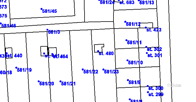 Parcela st. 480 v KÚ Bohušovice nad Ohří, Katastrální mapa