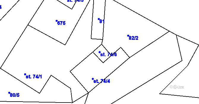 Parcela st. 74/6 v KÚ Bohušovice nad Ohří, Katastrální mapa