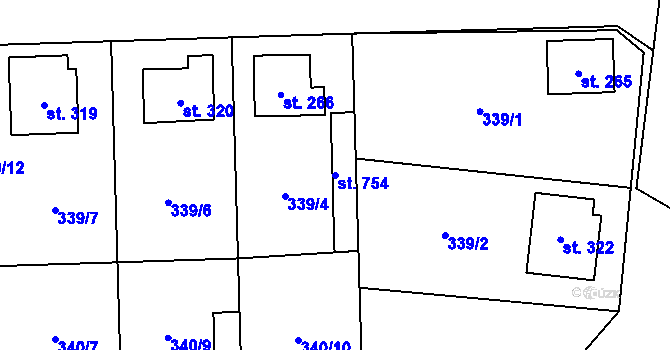 Parcela st. 754 v KÚ Bohušovice nad Ohří, Katastrální mapa