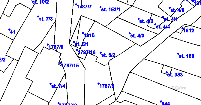 Parcela st. 5/2 v KÚ Bohutice, Katastrální mapa