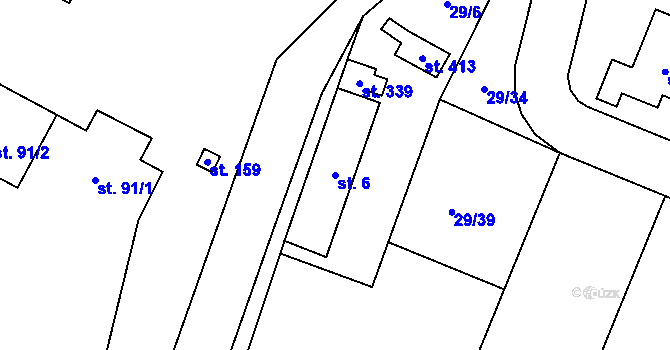 Parcela st. 6 v KÚ Bohutice, Katastrální mapa
