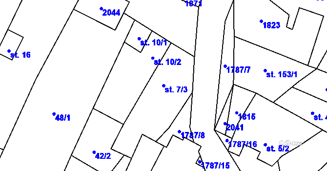 Parcela st. 7/3 v KÚ Bohutice, Katastrální mapa