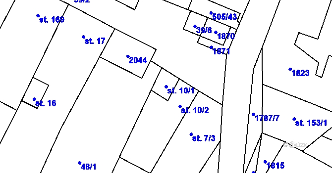 Parcela st. 10/1 v KÚ Bohutice, Katastrální mapa
