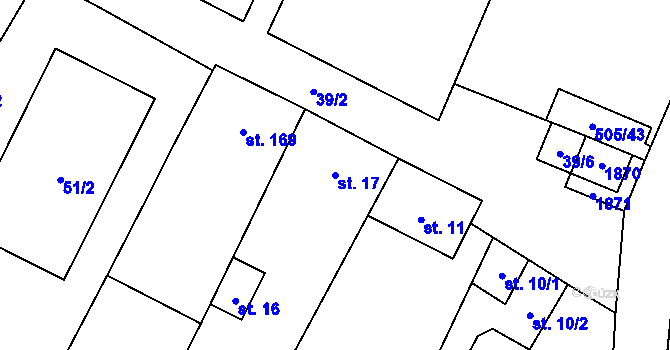Parcela st. 17 v KÚ Bohutice, Katastrální mapa