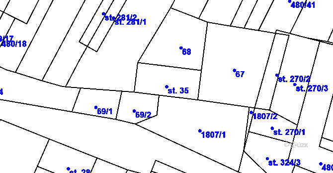 Parcela st. 35 v KÚ Bohutice, Katastrální mapa
