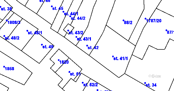 Parcela st. 42 v KÚ Bohutice, Katastrální mapa