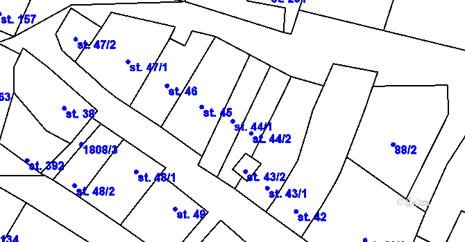 Parcela st. 44/1 v KÚ Bohutice, Katastrální mapa