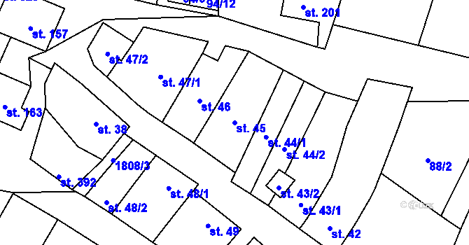 Parcela st. 45 v KÚ Bohutice, Katastrální mapa