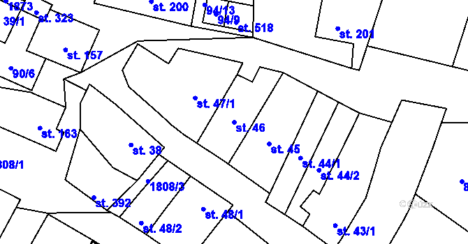 Parcela st. 46 v KÚ Bohutice, Katastrální mapa