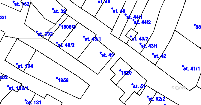 Parcela st. 49 v KÚ Bohutice, Katastrální mapa