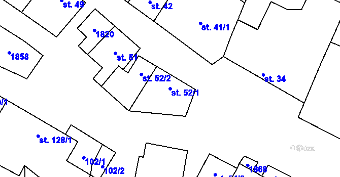 Parcela st. 52/1 v KÚ Bohutice, Katastrální mapa