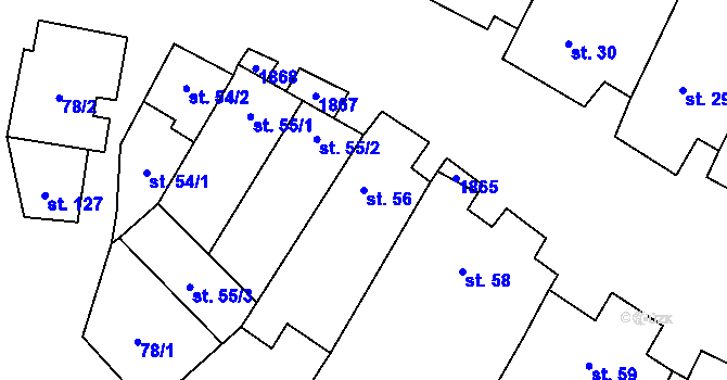 Parcela st. 56 v KÚ Bohutice, Katastrální mapa