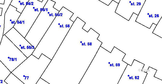 Parcela st. 58 v KÚ Bohutice, Katastrální mapa