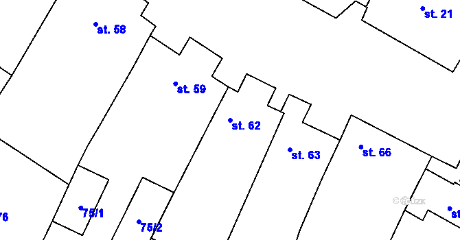 Parcela st. 62 v KÚ Bohutice, Katastrální mapa