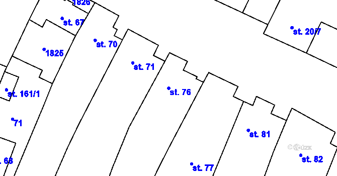Parcela st. 76 v KÚ Bohutice, Katastrální mapa