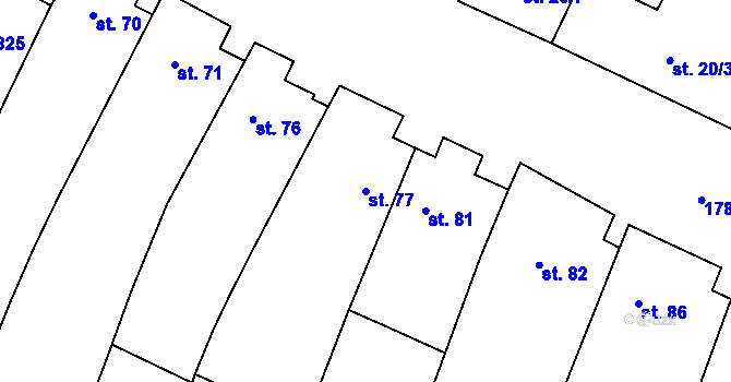 Parcela st. 77 v KÚ Bohutice, Katastrální mapa