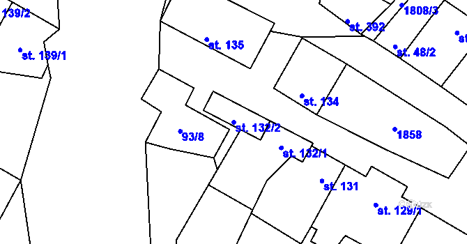 Parcela st. 132/2 v KÚ Bohutice, Katastrální mapa