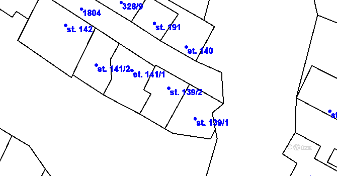 Parcela st. 139/2 v KÚ Bohutice, Katastrální mapa