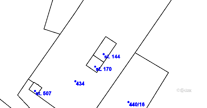 Parcela st. 144 v KÚ Bohutice, Katastrální mapa
