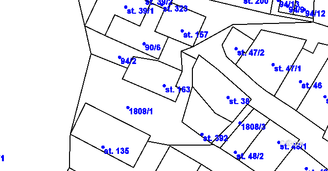 Parcela st. 163 v KÚ Bohutice, Katastrální mapa