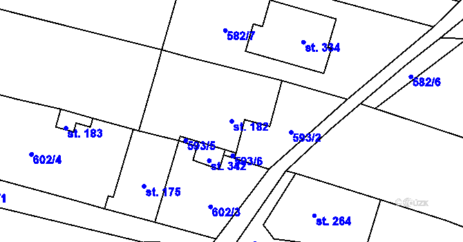 Parcela st. 182 v KÚ Bohutice, Katastrální mapa