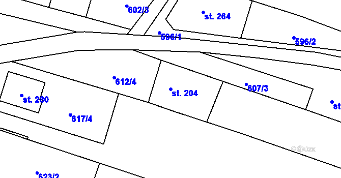 Parcela st. 204 v KÚ Bohutice, Katastrální mapa