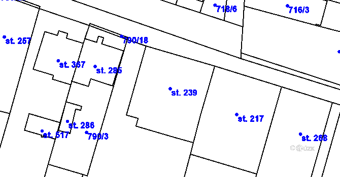 Parcela st. 239 v KÚ Bohutice, Katastrální mapa