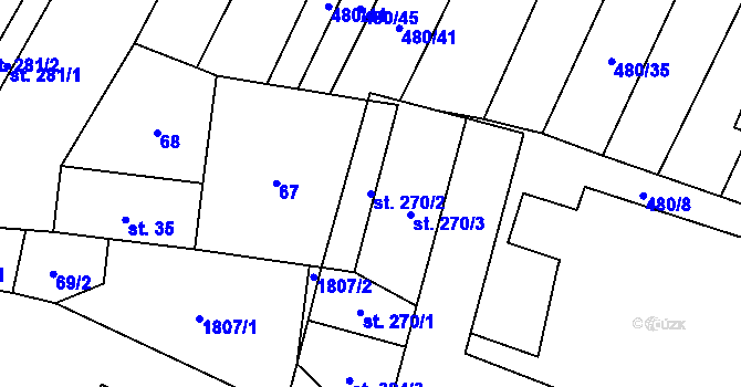 Parcela st. 270/2 v KÚ Bohutice, Katastrální mapa