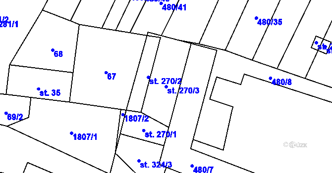 Parcela st. 270/3 v KÚ Bohutice, Katastrální mapa