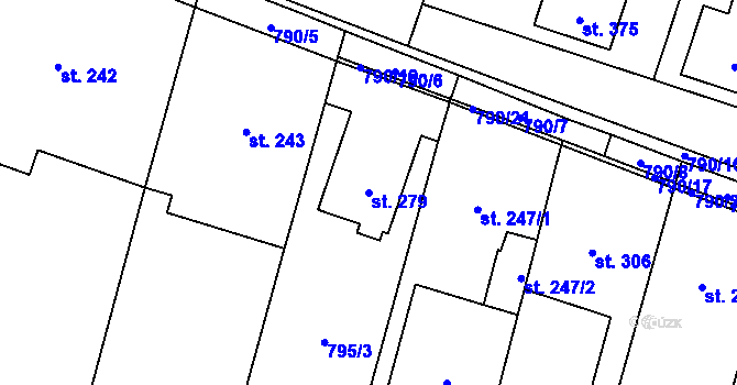 Parcela st. 279 v KÚ Bohutice, Katastrální mapa